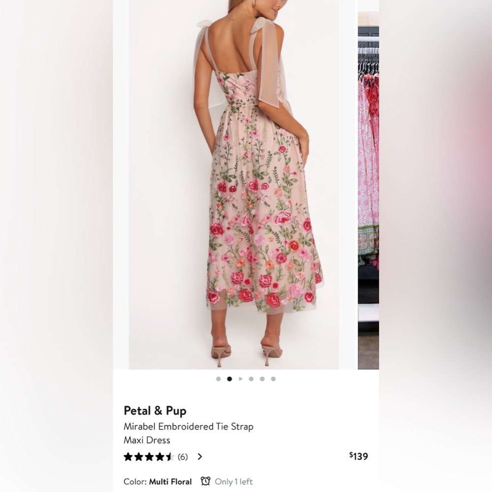 Petal & Pup Blush Pink Floral Embroidered Maxi Dress - Picture 2 of 3